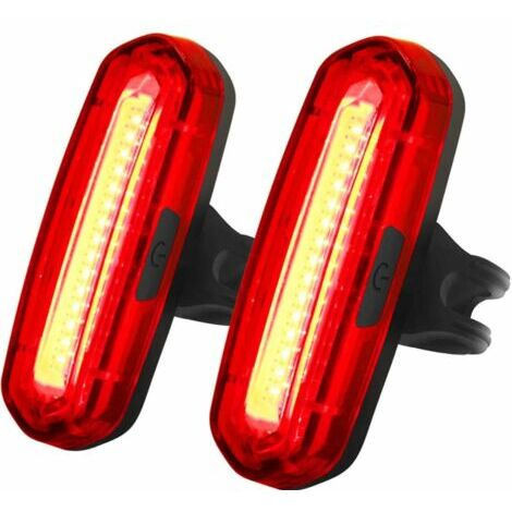 Eclairage velo,Lumière de vélo puissante 100 lumens feux de vélo arrière rechargeables 6 modes lot de 2 (rouge)-