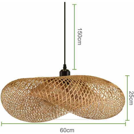 Eclaison Plafonnier suspendu au design rétro en bambou, fait à la main, luminaire décoratif d'intérieur, idéal pour un salon ou une salle à manger, E27