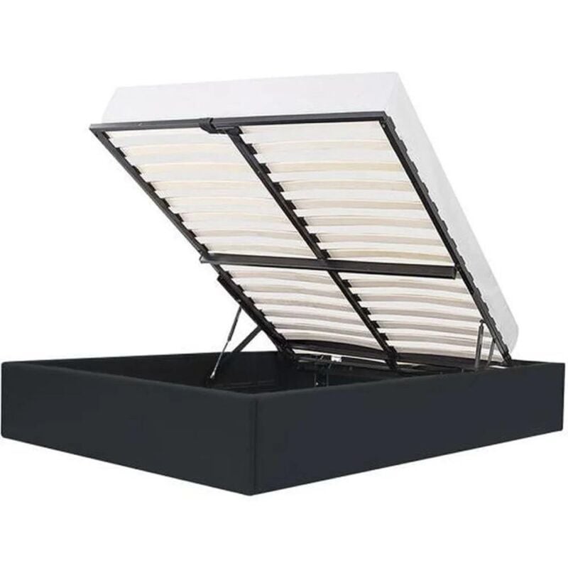 Les Tendances - Lit coffre adulte 140 x 190 cm - Simili Noir - aucune