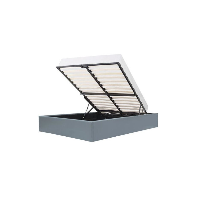 Les Tendances - Lit adulte 160 x 200 cm avec coffre de rangement - Simili Gris - eclipse