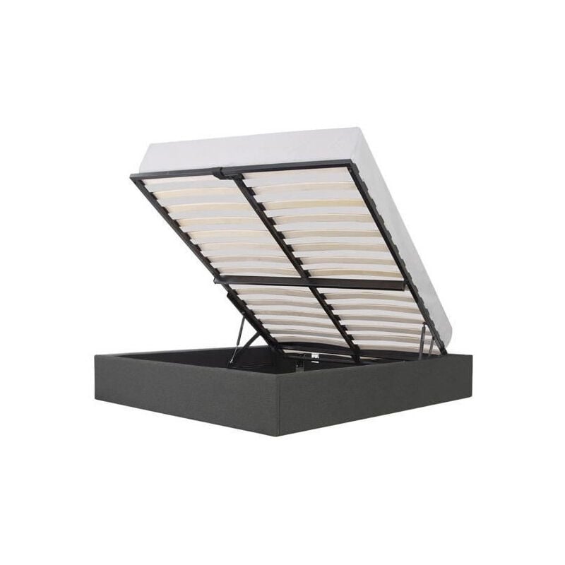 Les Tendances - eclipse Lit coffre adulte - Tissu gris fonce - Sommier inclus - l 140 x l 190 cm