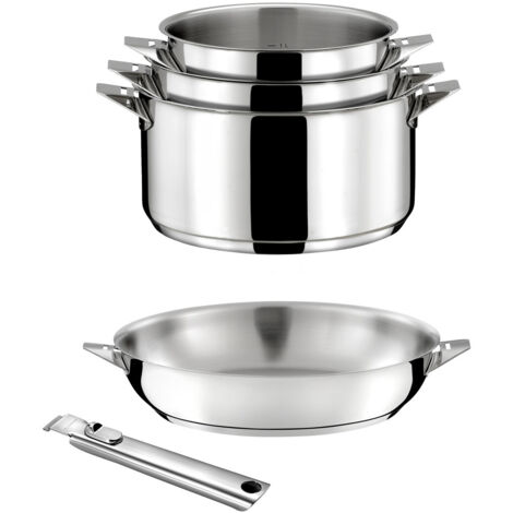 Eclipse - Lot 5 pièces - Casseroles 16, 18 et 20cm, Poêle 24cm inox et poignée