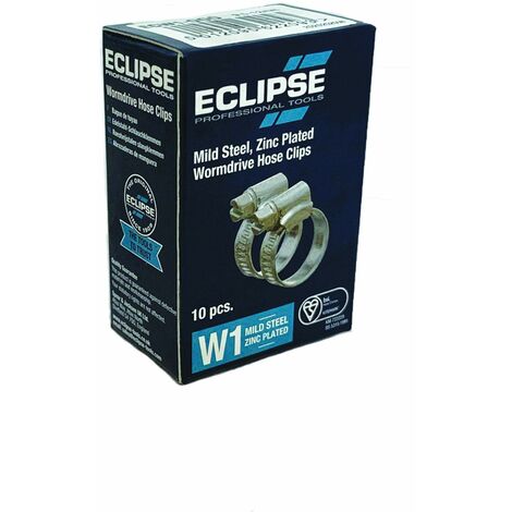 Eclipse Professional Tools ECW1-OOO W1, confezione da 10 fascette stringitubo a vite senza fine in acciaio dolce da 9,5-12 mm (⅜" - ½")