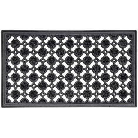 JVL Eclipses Heavy Duty Rubber Entrance Floor Doormat, 40x70cm, Circles