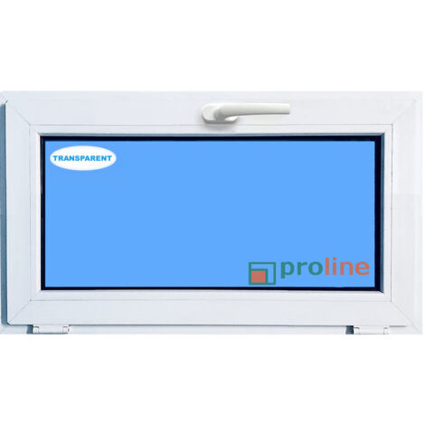 Eco-Blu – Fenêtre PVC H500 mm x L1000 mm blanche – À soufflet abattant – Verre transparent – Isolation thermique et acoustique – Profilé 50 mm