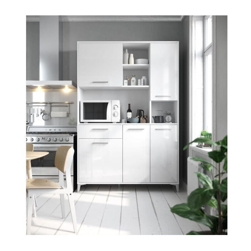 ECO Buffet de cuisine L 120 cm - Blanc brillant