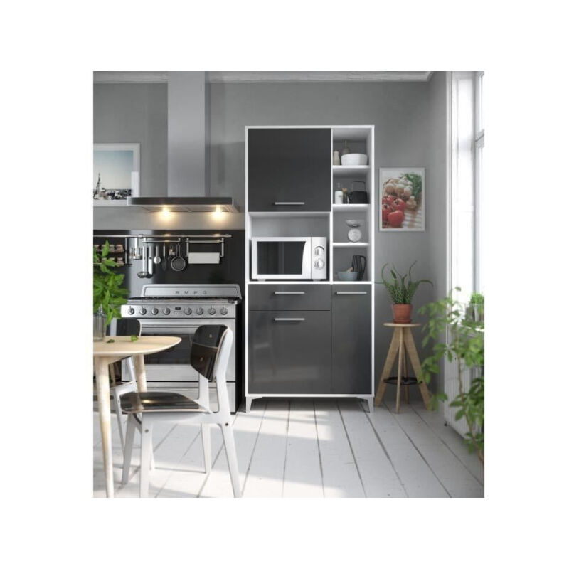 ECO Buffet de cuisine L 80 cm - Gris brillant