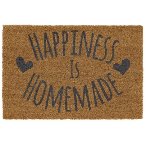 Eco-Friendly Expression Latex Backed Coir Entrance Doormat, 40x60cm, Happiness Design