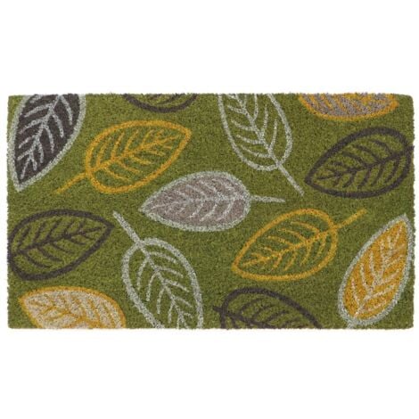 JVL Eco-Friendly Latex Backed Coir Doormat, 40x70cm, Falling leaves