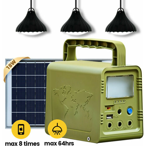 main image of "ECO Kit generador de energía Central eléctrica portátil con 3 lámparas LED"