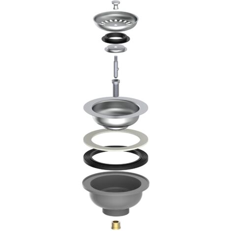 ECO-SAVE KS Korbventil, Grau, 1 1/2"AG, Edelstahl-Ventilkelch & Sieb Ø 114 mm