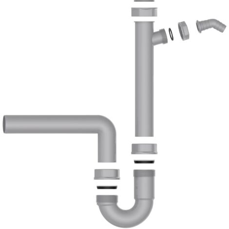 ECO-SAVE KS Spültisch-Röhrensiphon, Grau, 1 1/2"IG x 50 mm, mit 3/4" Geräteanschluss