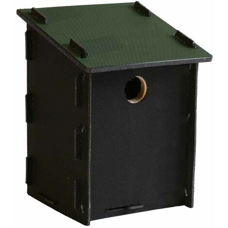 Eco Small Bird Box with 28mm Hole - Recycled LDPE Plastic/Wood - L17 x W17 x H26 cm