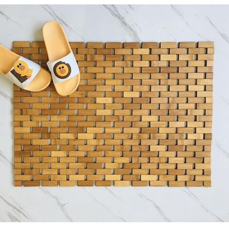 eco Tapis De Bain En Bois  Caillebotis 100%   Tapis De Bain En Bois Antidrapant  Tapis En Vrai Bois