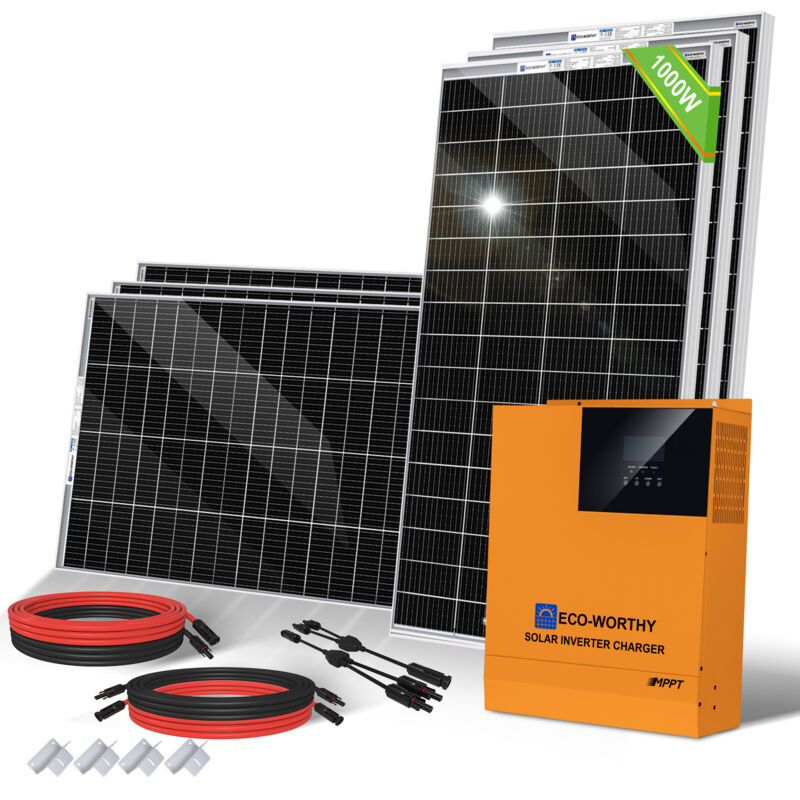 1000W Solar Panel Kit With 3000W 24V Hybrid AllIn One Inverter And
