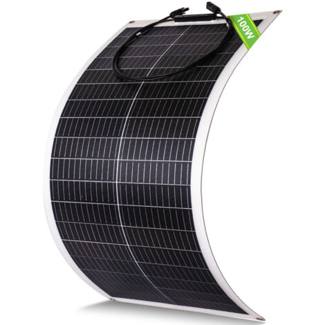 ECO-WORTHY 100W 12V Solarpanel Flexibel Monokristallines Solarpanel, Solarmodul mit Ladekabel für Wohnmobil Auto Boot 12V Batterien