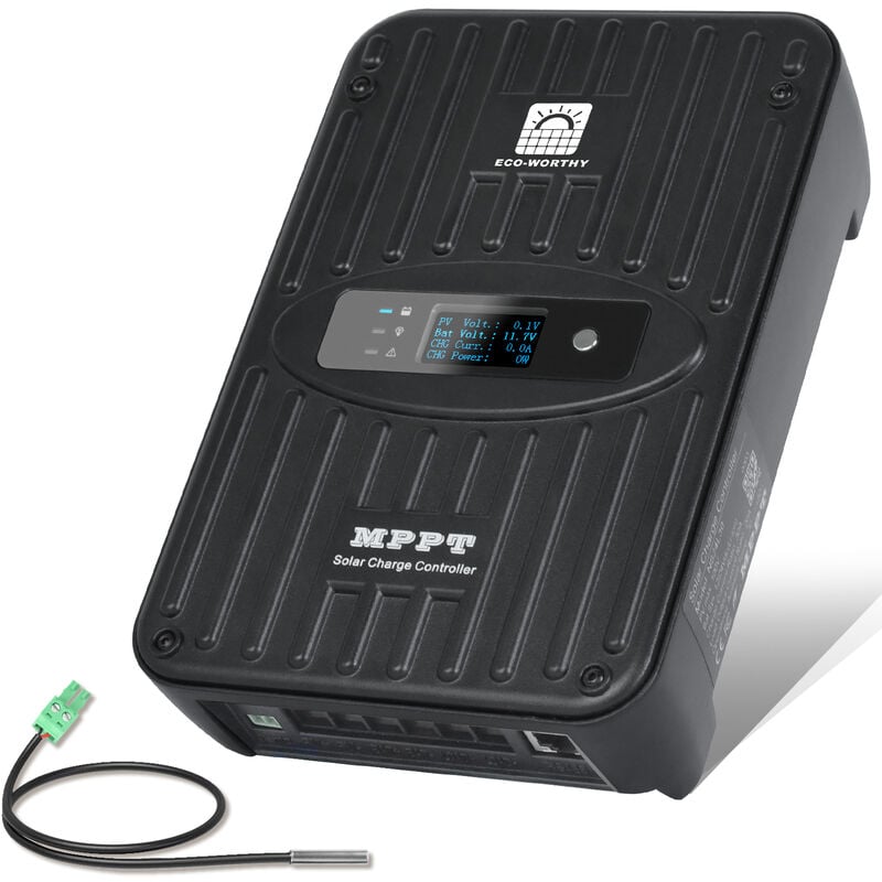 Eco-worthy - 12V/24V 40A mppt Contrôleur de chargeur avec affichage oled pour batteries SLA/GEL/LI/FLD,protection intelligente de charge multiple des