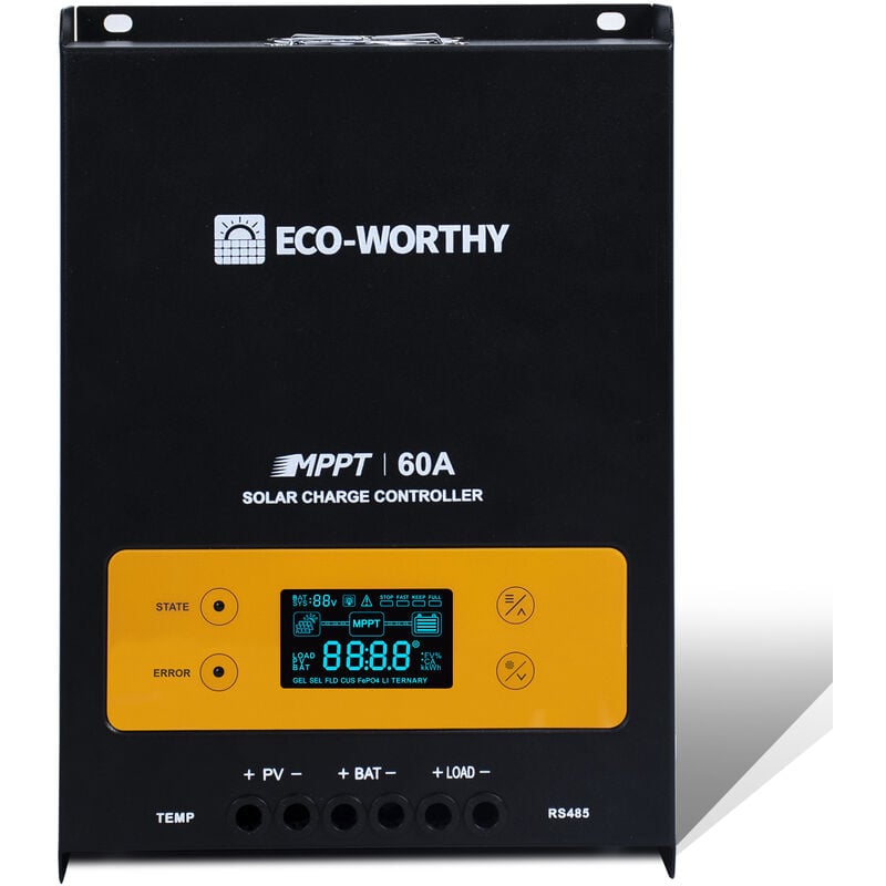 12V/24V mppt 60A Solarladeregler mit OLED-Display für SLA/GEL/LI/FLD-Batterien, intelligenter Schutz vor Mehrfachladung der Module, PV-Eingang 1120W