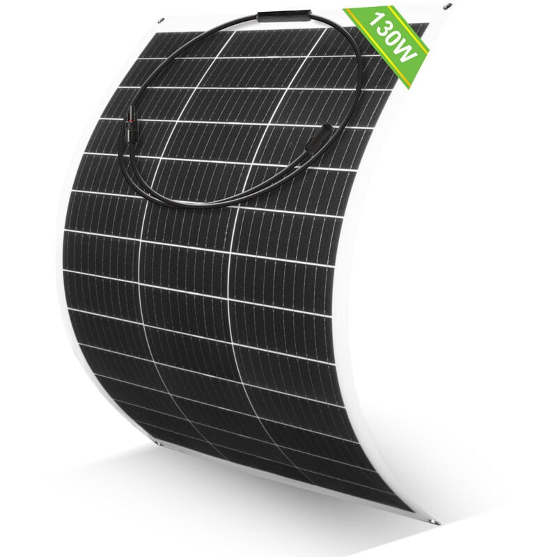 Eco-worthy - 130W 12V Super Flexible Solar Panel Monocrystalline for Off- Grid system Motorhome, rv, Caravan, Camper, Boats, Roofs, Uneven Surfaces