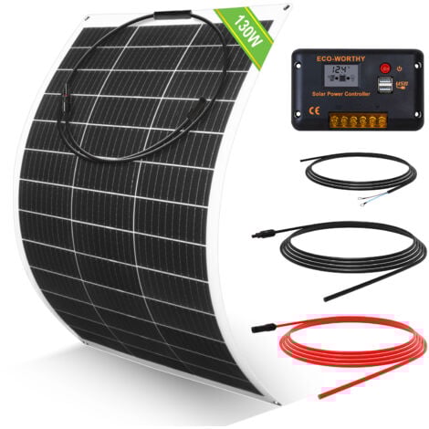 ECO-WORTHY 130W 12V/24V Flexibles Solar Panel-Kit Semi-Ultra-Light RV-Marine Boot