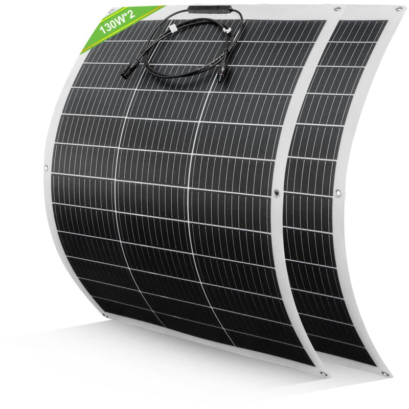 Eco-worthy - 2 Pièces monocristallin flexible panneau solaire 130W 12V chargeur de module solaire pour batterie rv camping home