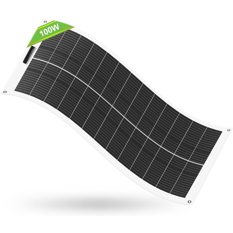 Eco-worthy - Panneau Solaire Souple 12V 100W Panneau Solaire Flexible mono, Panneau Solaire avec Câble de Recharge pour Camping-Car, Bateau, 12V
