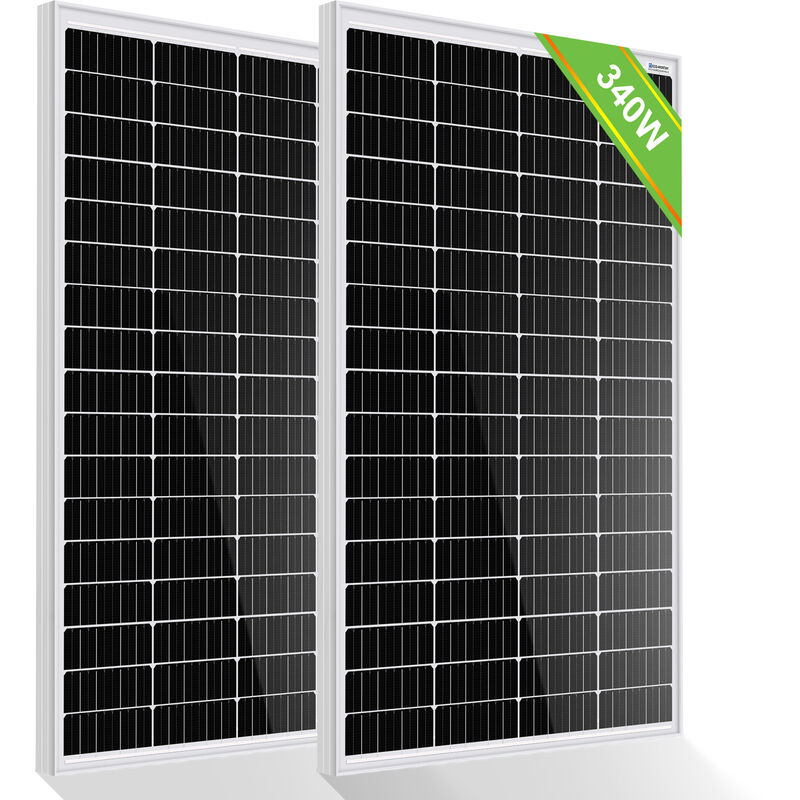 340W 12V (2 Pieces of 170W) High Efficiency Monocrystalline Solar Panel 1.36kWh/Day for rv Motorhome Campervan Boat - Eco-worthy