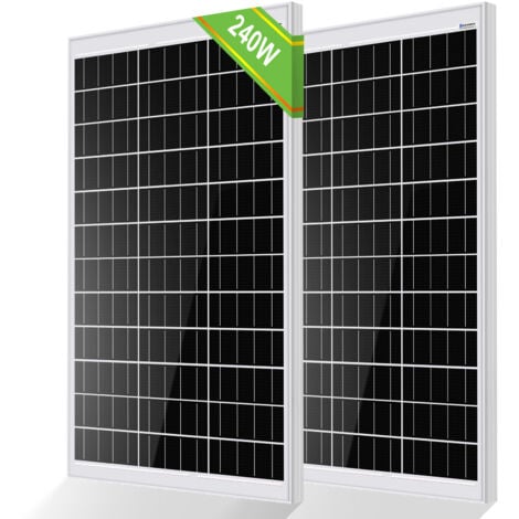 ECO-WORTHY 240 Watt 12V Solarmodul mit Aluminiumrahmen,monokristallines Solarpanel, Solarenergieeingang von 12V, für Boote, Wohnmobile, Vans, Anhänger,Haushalt（2120W）