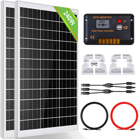 ECO-WORTHY 240W 12V Mono Solar Panel+30A Controller & whole set ABS Bracket for Car RV