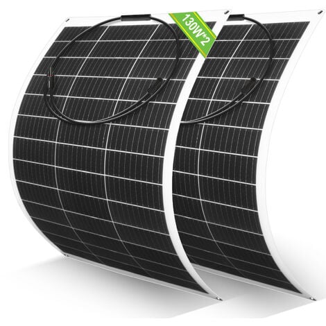 ECO-WORTHY 260W 12V (2 pezzi 130W) Pannello solare flessibile monocristallino Solare fotovoltaico per camper Camper Van Barche e altre superfici irregolari