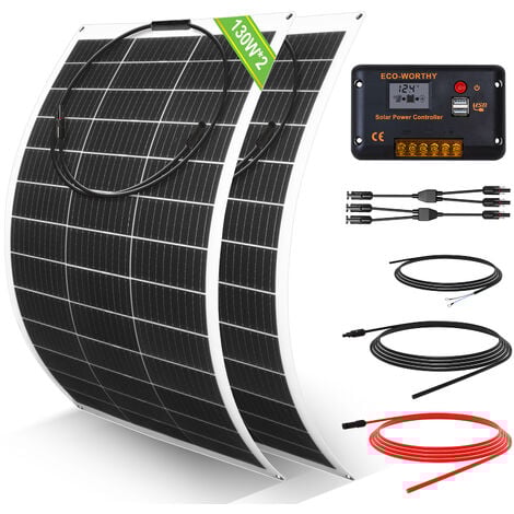 ECO-WORTHY 260W Solar Flexible Panel Basic Kit with 30A Controller for Caravan, Boat, Boat, Home