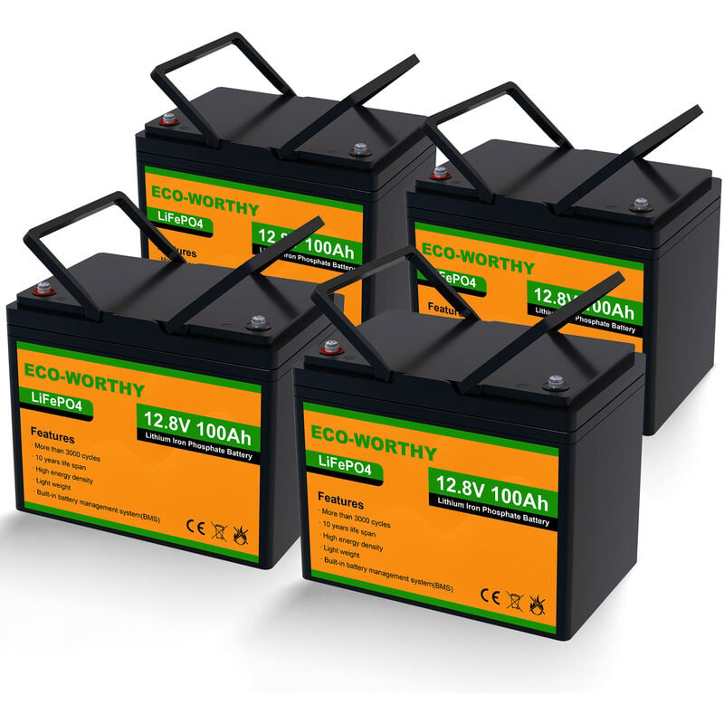 Green Cell® Batterie LiFePO4 100Ah 12.8V 1280Wh lithium fer phosphate pour  panneaux solaires, camping-cars et bateaux - Cdiscount Auto