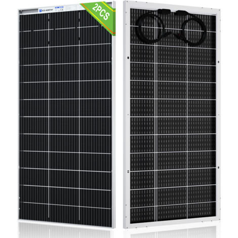 ECO-WORTHY 390W 12V Bifacial High Efficiency Monocrystalline Solar Panel 1.36kWh/Day for RV Motorhome Campervan Boat(2pcs 195W)