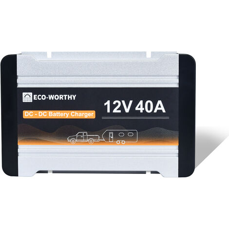 Eco-Worthy – Chargeur de batterie DC-DC 12V 40A – Régulateur MPPT étanche IP65 – Charge pour batteries AGM, GEL, lithium – Pour camping-cars et bateaux