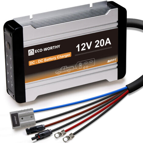 Eco-Worthy – Chargeur de batterie DC vers DC 12V 20A – Régulateur MPPT pour batteries Lifepo4, GEL, AGM – Installation camping-car, remorque, bateau