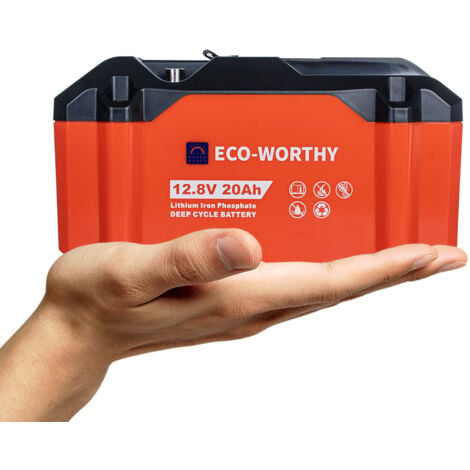 ECO-WORTHY LiFePO4 Akku 12V 20Ah Lithiumbatterie wiederaufladbar mit über 3000 Mal Tiefzyklus und BMS-Schutz für Trolling-Motor,Rollstuhl,Camping