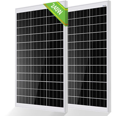 ECO-WORTHY Panneau solaire 240W 12V Mano Solarpanel Charge de la batterie de classe pour Caravan Boat Home hors reseau(2 Pièces 120W)