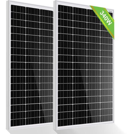 ECO-WORTHY Panneau solaire 340 Watts 12 Volts Module Photovoltaïquecharge Bloc d'alimentation pour caravane, camping-car, frigo, système de grille marche/arrêt disponible(2 pièces 170W)