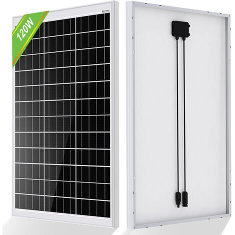 ECO-WORTHY 120 Watt Solarmodul mit Aluminiumrahmen, hocheffizientes monokristallines Solarpanel, Solarenergieeingang von 12 V, für Boote, Wohnmobile, Vans, Anhänger,Haushalt