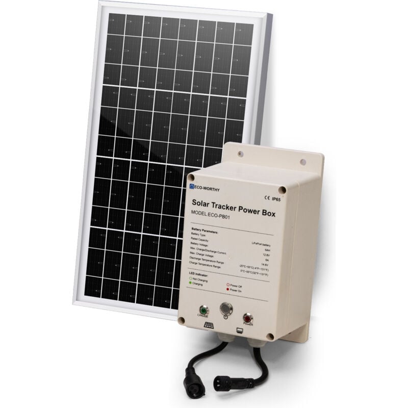 Eco-worthy - Boîte d'alimentation pour Tracker et Power Box Système de Suivi Solaire IP65 étanche : Panneau Solaire Mono 10W + Batterie Lithium 12V