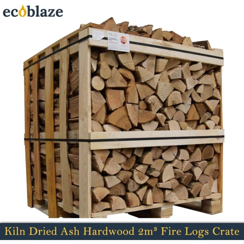 Ash Kiln Dried 2m³ Crate Firewood Logs for Wood Burner & Pizza Oven - Ecoblaze