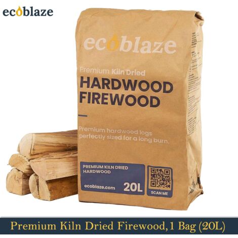 Ecoblaze Kiln-Dried Firewood 20L, Eco Fuel Ready to Burn Logs for Wood Burner