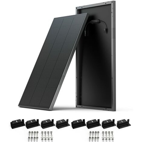 ECOFLOW 2 x 100W panel solar monocristalino con pie de montaje, cargador solar para la estación de energía, IP68 resistente al agua, para uso al aire libre, autocaravana, barco y balcón