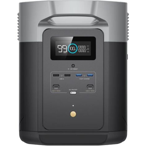 Ecoflow – Batterie nomade 2016Wh – Puissance 2000W avec X-Boost – Autonomie étendue – Compatible panneaux solaires jusqu'à 800W