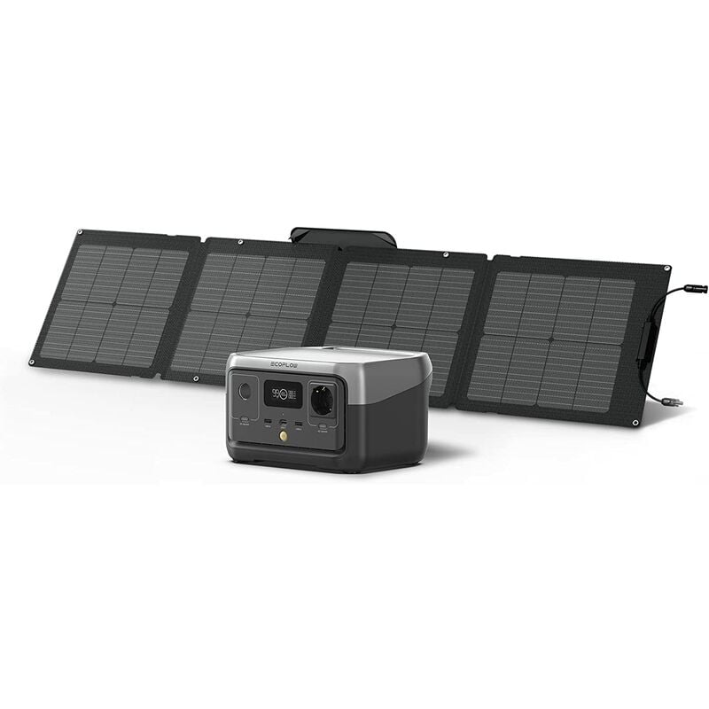 Image of ECOFLOW Centrale elettrica portatile RIVER 2 con pannello solare portatile da 110W, generatore solare da 256Wh con LiFeP04, fino a 600 W di potenza,