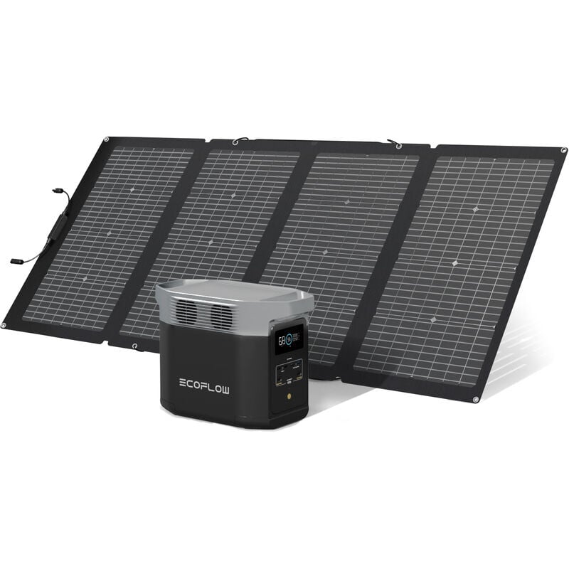 Ecoflow - delta 2 & 220W Solar Panel Solar Generator Bundle with 1-3kWh Expandable Capacity, lfp Battery, Fast Charging, Portable Power Station for