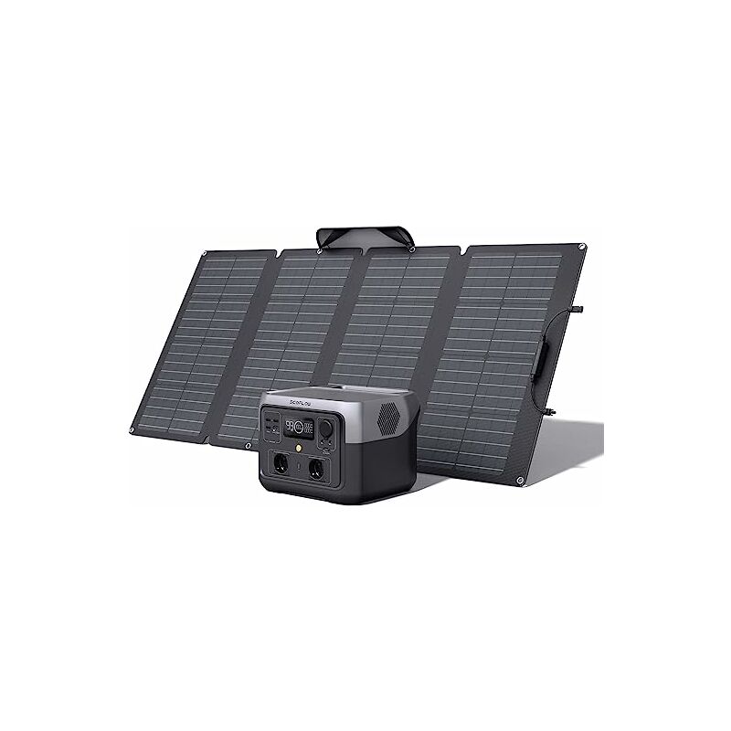 Image of ECOFLOW generatore solare RIVER 2 MAX con 160W pannello solare, 512Wh centrale elettrica portatile con batteria LiFeP04, ricarica rapida in 1 ora,