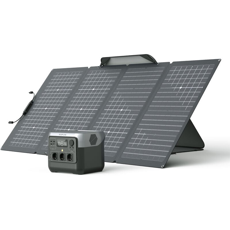 Image of ECOFLOW Generatore solare RIVER 2 Pro 768Wh, batteria LiFePO4 con pannello solare da 220W, 3 prese CA da 300W, centrale elettrica portatile per