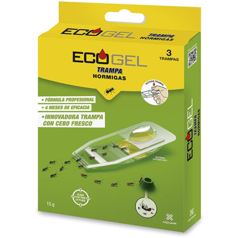 FPLUS ECOGEL Ameisenfalle Insektizidfalle Maximale Anziehungskraft Eliminiert die gesamte Kolonie Wirksam in Innenräumen und im Freien 3 Fallen