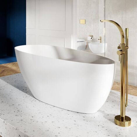ECOLAM Baignoire autoportante Goya 160x70 cm + vidage Click Clack  Design en fonte minérale  Baignoire îlot a poser